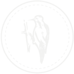 Illustrierter Grünspecht,Logo des Gasthofes in weiß.